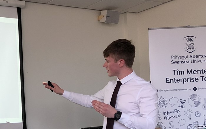 Jack Davies, from the College of Engineering, who secured the highest individual cash award of £1,250 at the Test Your idea-Accelerator Programme. 