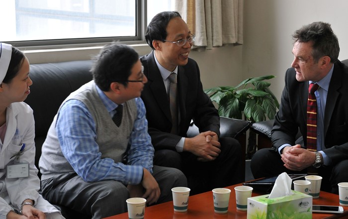 Flashback to 2015 when Professor Keith Lloyd (right), Head of Swansea University Medical School travelled to China and met colleagues from Wuhan Union Hospital.