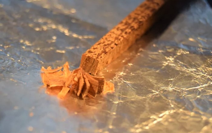 A tree ring carefully dissected prior to chemical analysis. Credit: UK Oak Project