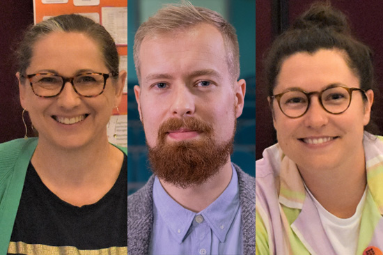 A collage of photos featuring (l-r) Professor Katrina Pritchard, Dr Ryan Sweet, and Dr Helen Williams.