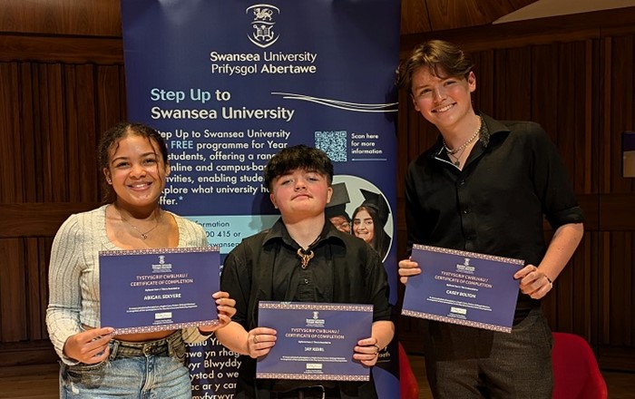 Abigail, Jay and Casey - three of the graduates of the 2024 Step Up Programme. 137 young people from 16 schools and colleges across the region completed the programme and graduated