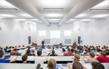 Students in a lecture theatre