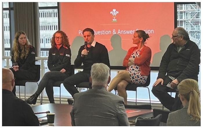 Prof Camilla Knight (2nd from right) taking part in a WRU event