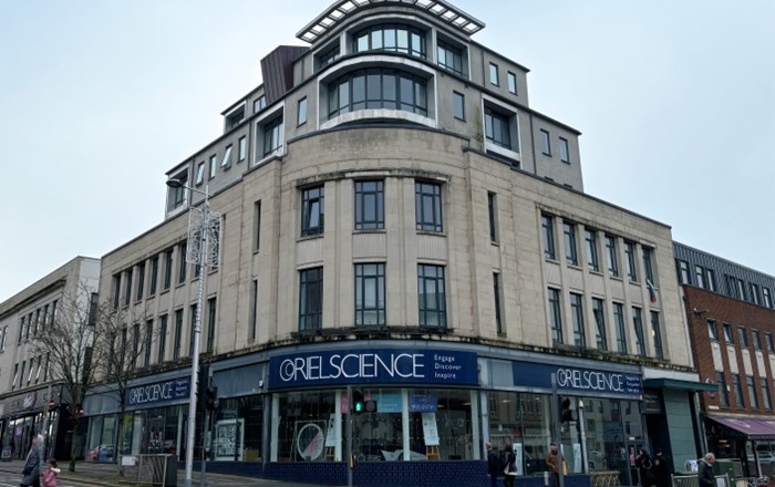 An exterior photo of Oriel Sciences' exhibition venue in the heart of Swansea City Centre.