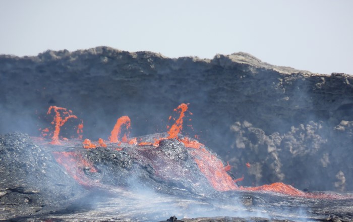 Active lava flows spilling out of the Erta Ale volcano in Afar, Ethiopia