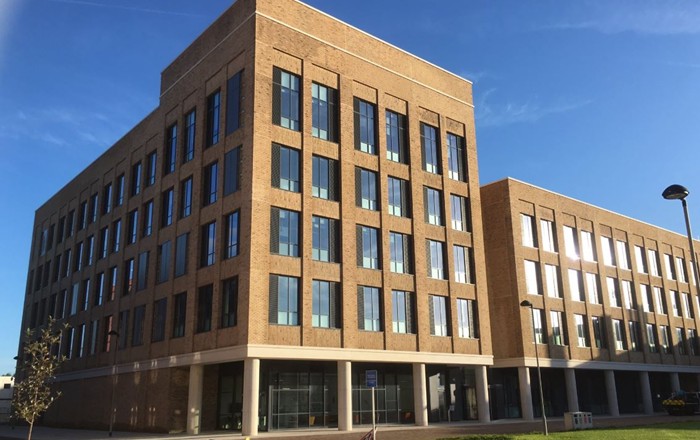 A photo taken from outside Swansea University's Computational Foundry building.