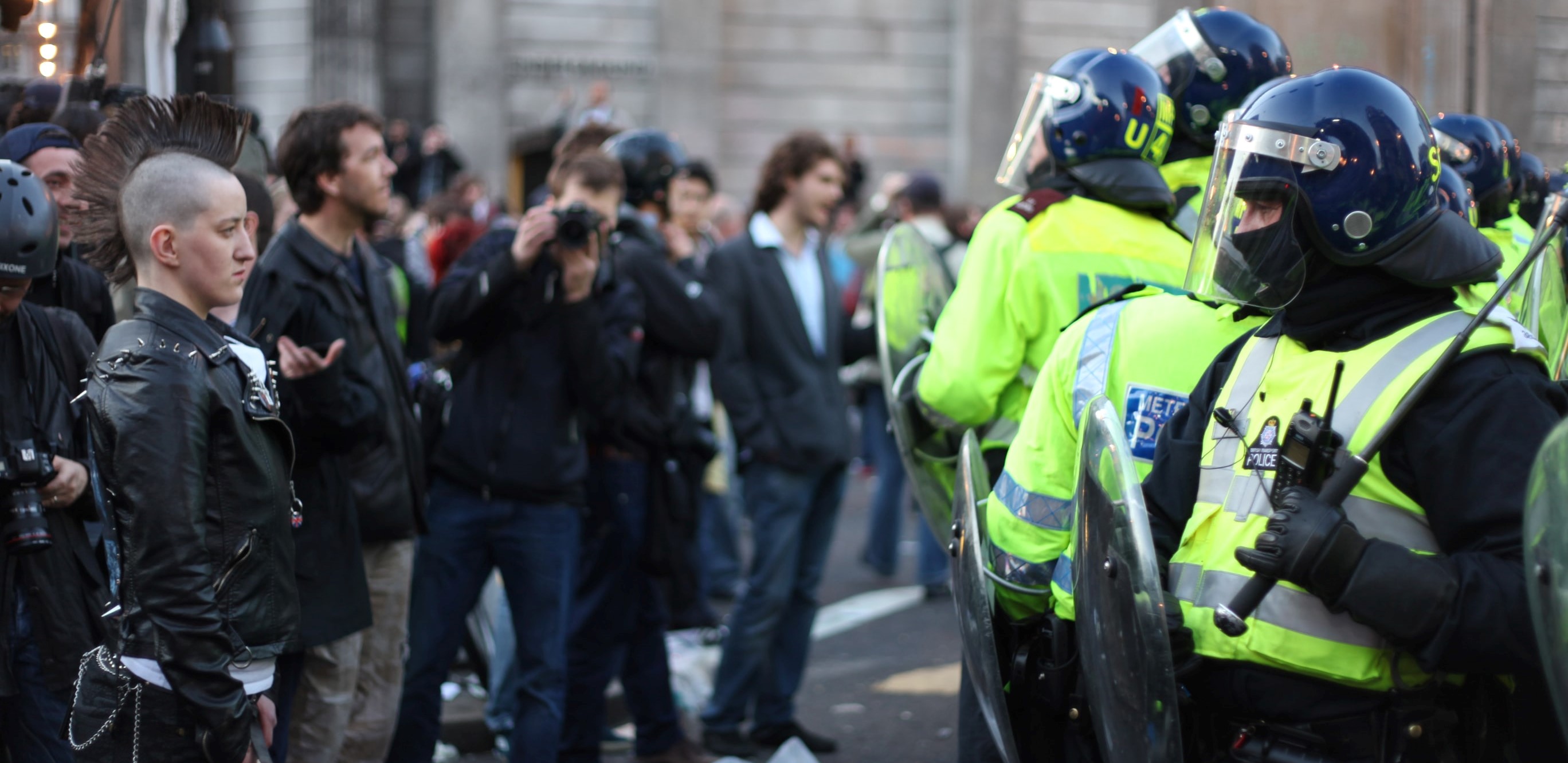 Protesters and police