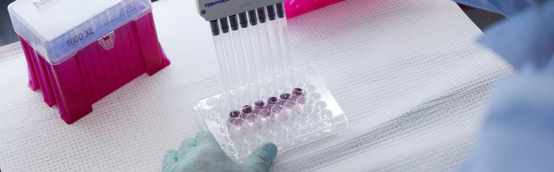 A person squeezing multiple syringes into a sampling tray