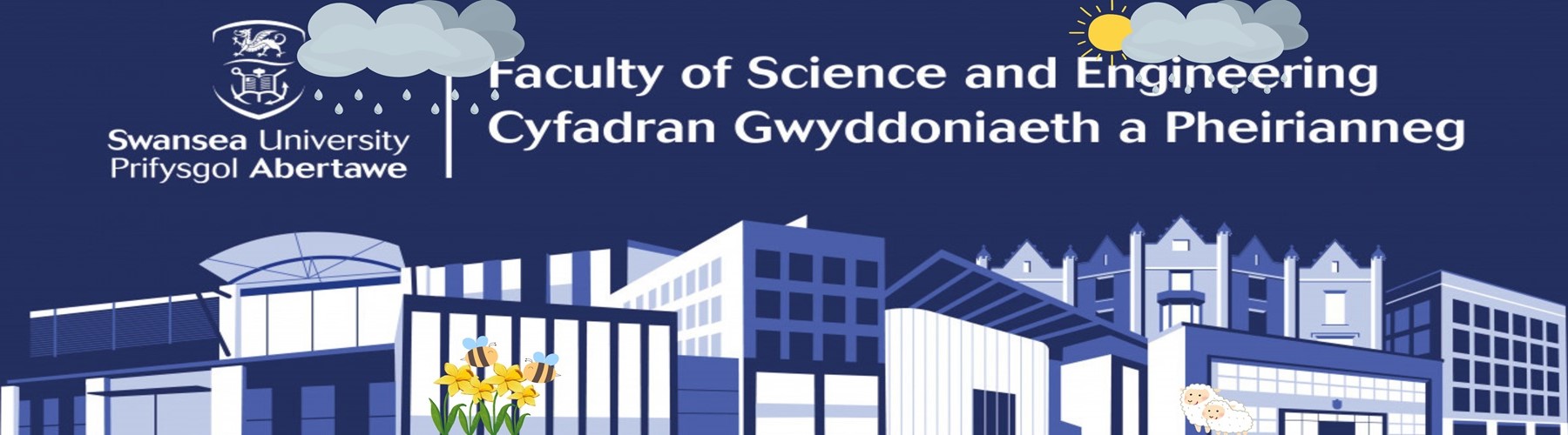 silhouette drawing of all faculty buildings 