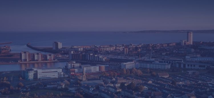 A view across Swansea out into the Bay