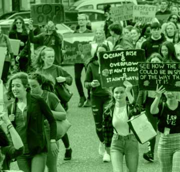 A group of young people demonstrating about climate change