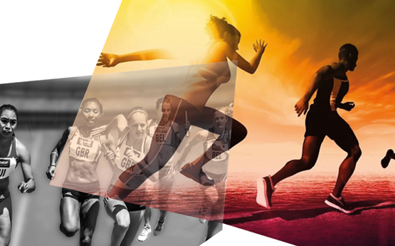 A montage of images showing running athletes