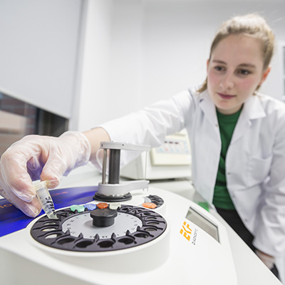 A female student in a lab