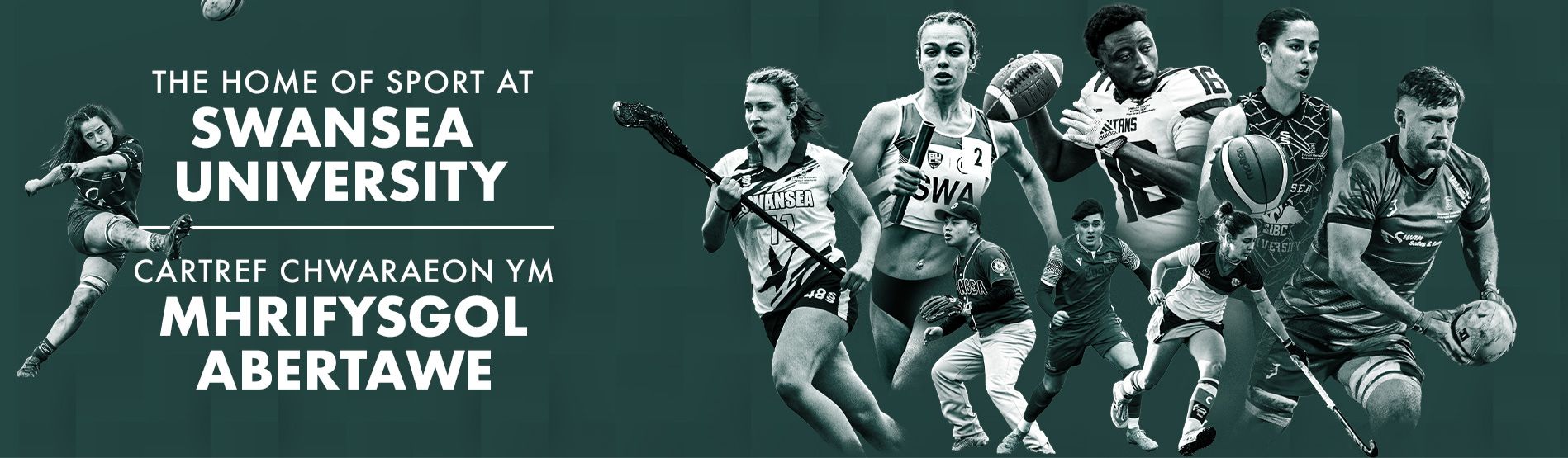 Sport Swansea athletes as a collage on the JOYMO banner