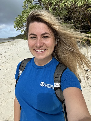 A photo of Holly at a sea turtle nesting beach in the Indian Ocean