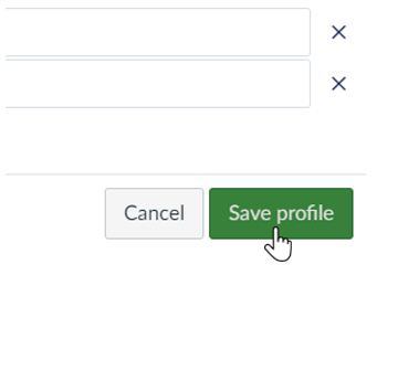 An image showing the 'Save profile' button on the Canvas Profile page