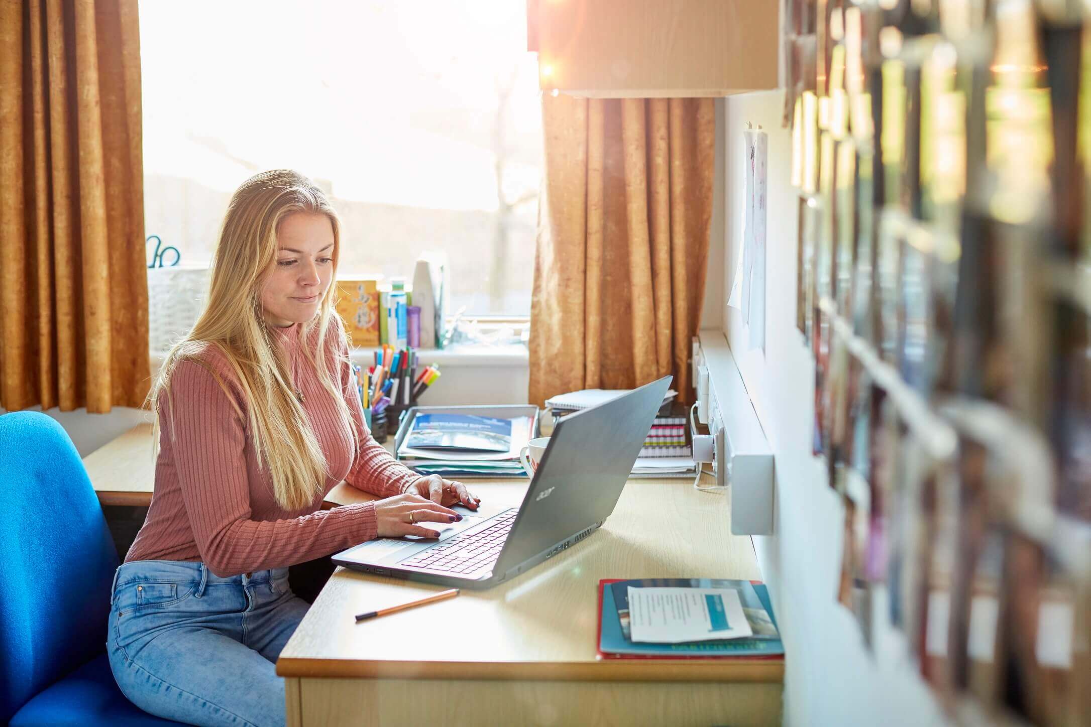 Student using laptop