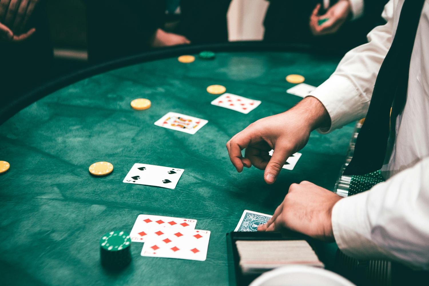 A poker table at a casino