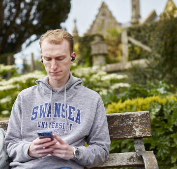 student on phone