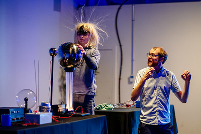 Girl with electrified hair