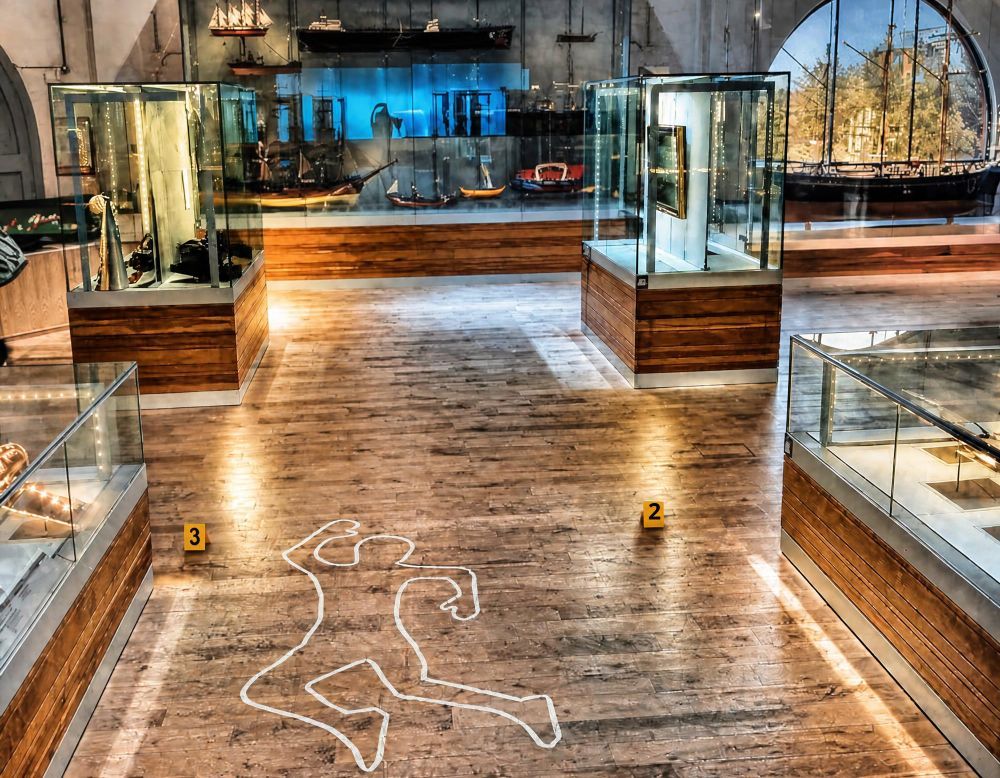 chalk outline on the floor