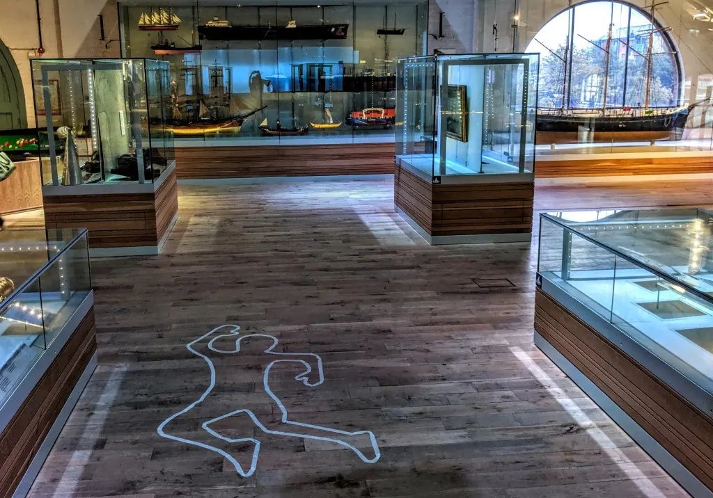 chalk outline on the floor