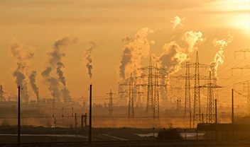 A power plant producing emissions