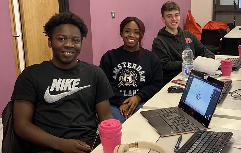 Students working at computers