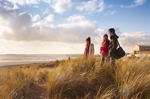 Students on the beach