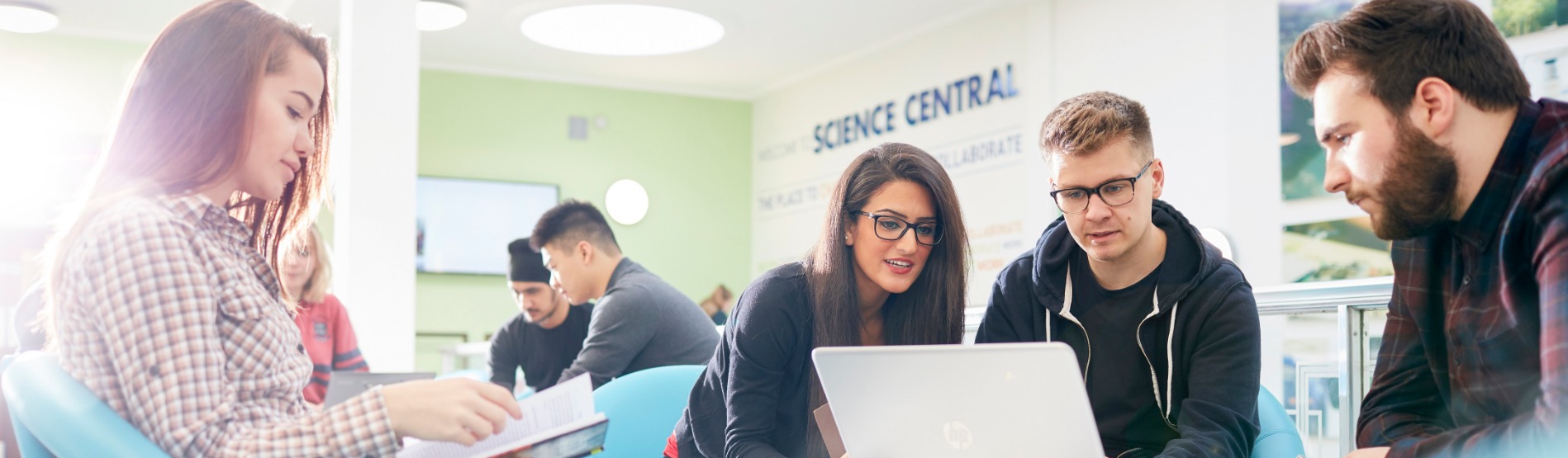 Students working at a desk