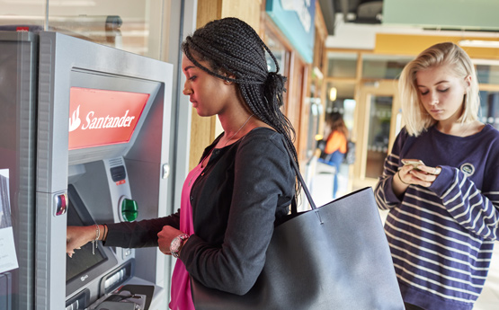 Student at cash point