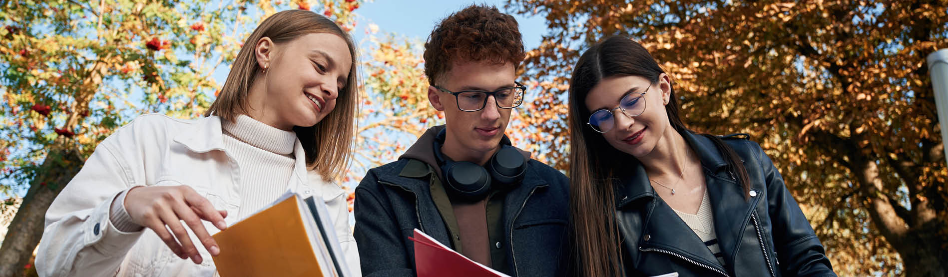 students chatting outside 