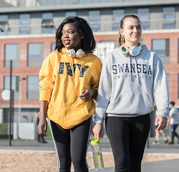 two students walking