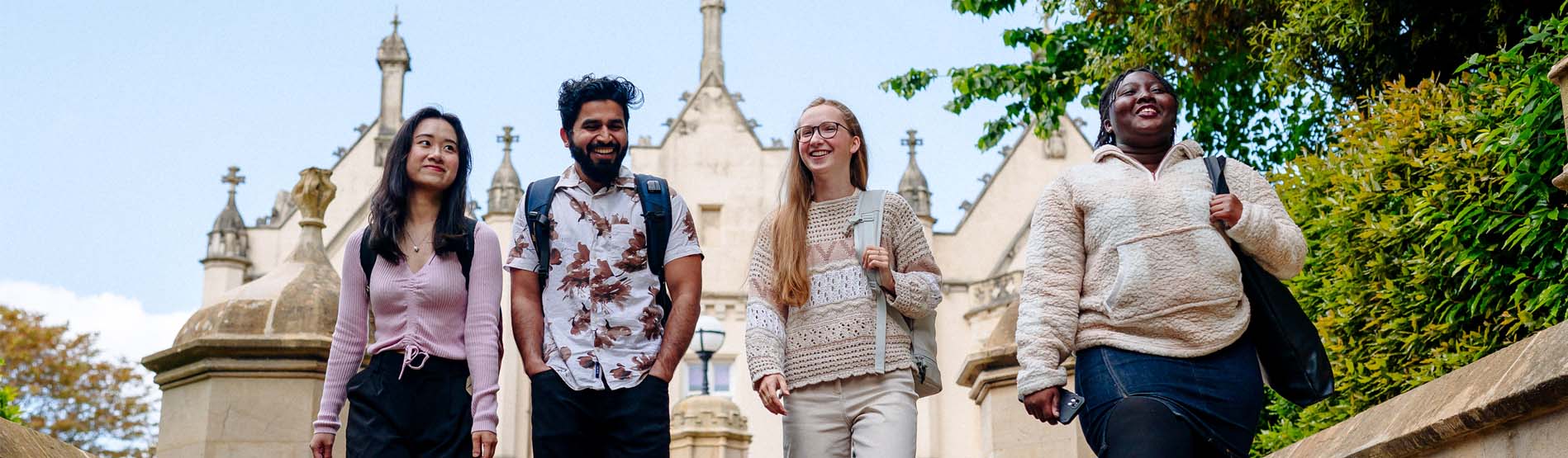 Students walking by the Abbey
