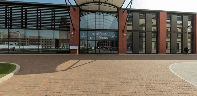 Engineering building entrance at Swansea University campus
