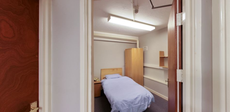 Sleep laboratory bedroom used for overnight sleep studies